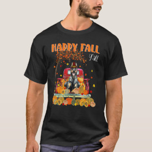 Happy Fall Y'all Doberman Hund auf Truck Pumpkin F T-Shirt