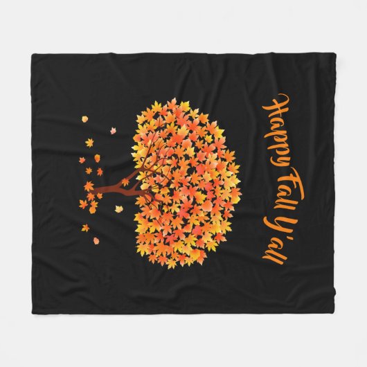 Happy Fall Y'all Fall Saison Gemütliche Wohngestal Fleecedecke (Vorderseite (Horizontal))