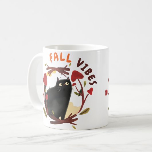 Happy Fall Y'all - Fall Vibes - Cat Lover Kaffeetasse (Vorderseite Links)