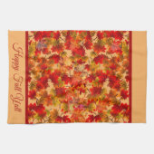 Happy Fall Y'All - farbenfrohe Ahorn-Blätter Folie Geschirrtuch (Horizontal)