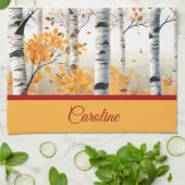 Happy Fall Y'All - farbenfrohe Birkenblätterung Geschirrtuch (Gefaltet)