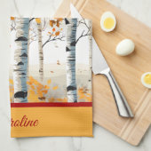 Happy Fall Y'All - farbenfrohe Birkenblätterung Geschirrtuch (Viertel Falte)