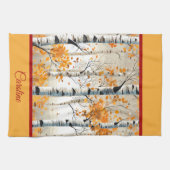 Happy Fall Y'All - farbenfrohe Birkenblätterung Geschirrtuch (Horizontal)