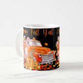 Happy Fall Y'all Flamingo Truck Pumpkin Herbst als Kaffeetasse (Vorderseite Links)