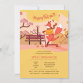 Happy Fall Ya'll Fox Hygge Folk Art Babydusche Einladung (Vorderseite)