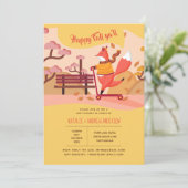 Happy Fall Ya'll Fox Hygge Folk Art Babydusche Einladung (Stehend Vorderseite)