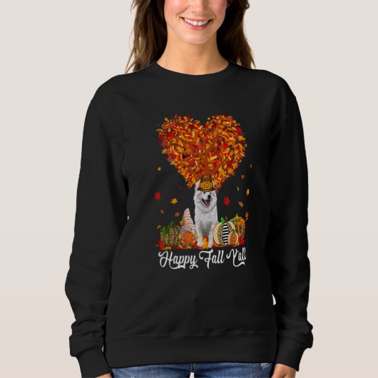 Happy Fall Y'all Funny American Eskimo Autumn Pump Sweatshirt (Vorderseite)