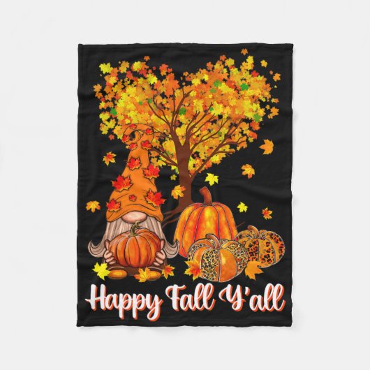 Happy Fall Y'all Funny Gnome Leopard Pumpkin Autum Fleecedecke (Vorderseite)