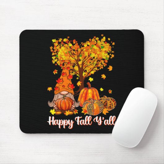 Happy Fall Y'all Funny Gnome Leopard Pumpkin Autum Mousepad (Mit Mouse)