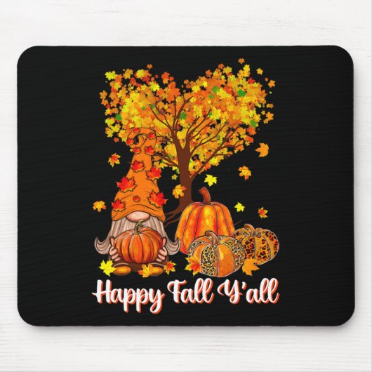 Happy Fall Y'all Funny Gnome Leopard Pumpkin Autum Mousepad (Vorne)