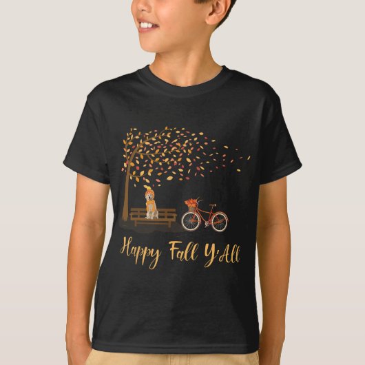 Happy Fall Y'All Funny Golden Retriever Hund Herbs T-Shirt (Vorderseite)