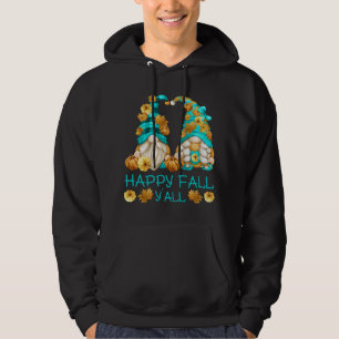 Happy Fall Y'all Funny Leopard Pumpkin Autumn Gnom Hoodie