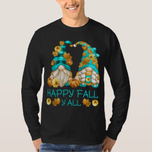 Happy Fall Y'all Funny Leopard Pumpkin Autumn Gnom T-Shirt
