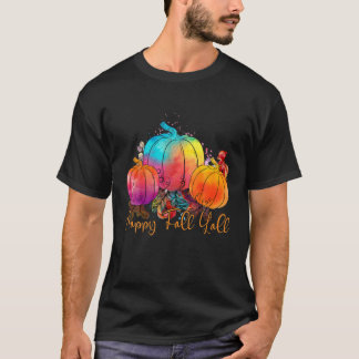 Happy Fall Y'all Funny Pumpkin Wasserfarbe T-Shirt