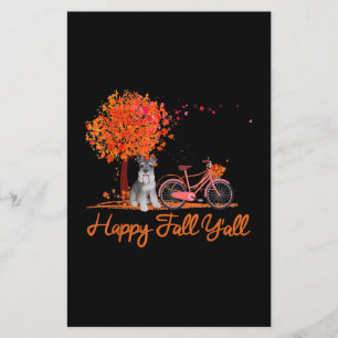 Happy Fall Yall Funny Schnauzer Dog Herbst Fahrrad Briefpapier
