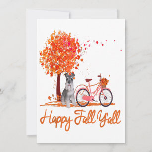 Happy Fall Yall Funny Schnauzer Dog Herbst Fahrrad Feiertagskarte