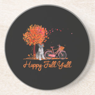 Happy Fall Yall Funny Schnauzer Dog Herbst Fahrrad Getränkeuntersetzer