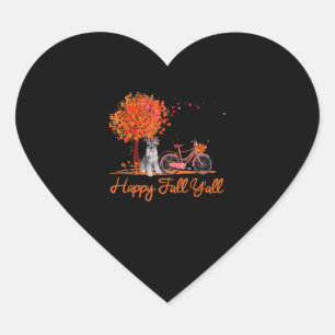 Happy Fall Yall Funny Schnauzer Dog Herbst Fahrrad Herz-Aufkleber
