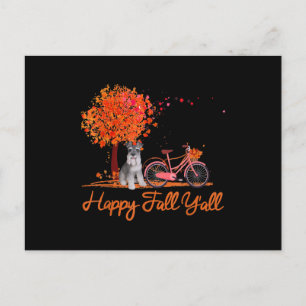 Happy Fall Yall Funny Schnauzer Dog Herbst Fahrrad Postkarte