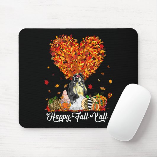 Happy Fall Y'all Funny Shih Tzu Autumn Pumpkins Mousepad (Mit Mouse)