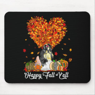 Happy Fall Y'all Funny Shih Tzu Autumn Pumpkins Mousepad