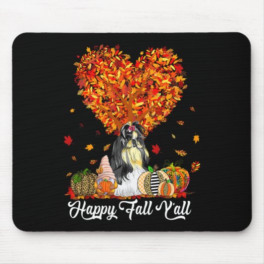 Happy Fall Y'all Funny Shih Tzu Autumn Pumpkins Mousepad (Vorne)