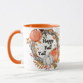 Happy Fall Y'all: Gemütliche Herbstpumpen und Blät Tasse
