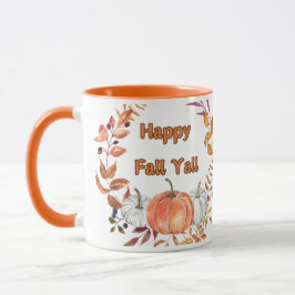 Happy Fall Y'all: Gemütliche Herbstpumpen und Blät Tasse