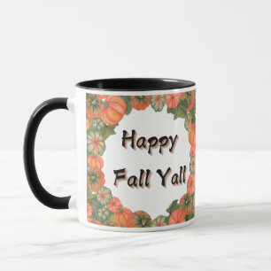 Happy Fall Y'all: Gemütliche Herbstpumpen und Blät Tasse