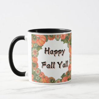 Happy Fall Y'all: Gemütliche Herbstpumpen und Blät Tasse