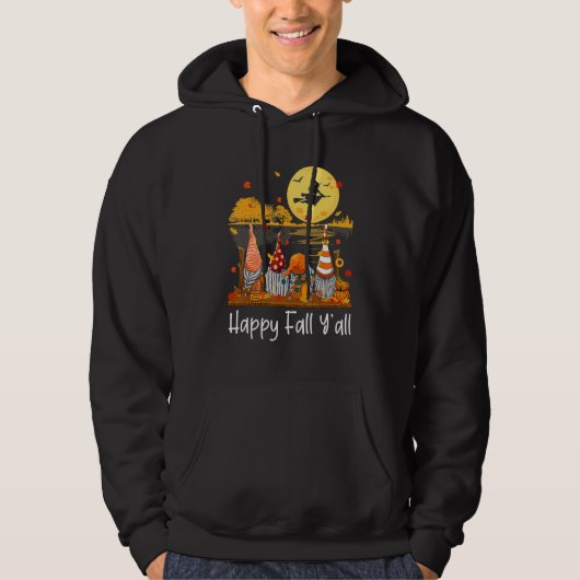 Happy Fall Y'all Gnome Friend Pumpkin Funny Autumn Hoodie (Vorderseite)
