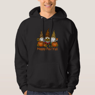 Happy Fall Y'all Gnome Leopard Pumpkin  Autumn Gno Hoodie
