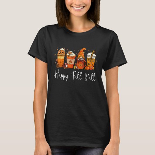 Happy Fall Yall Gnome Leopard Pumpkin Autumn Gnom T-Shirt (Vorderseite)
