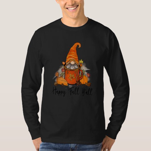 Happy Fall Yall Gnome Leopard Pumpkin Autumn Gnom T-Shirt (Vorderseite)