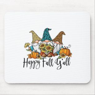 Happy Fall Y'all Gnome Leopard Pumpkin Funny Autum Mousepad