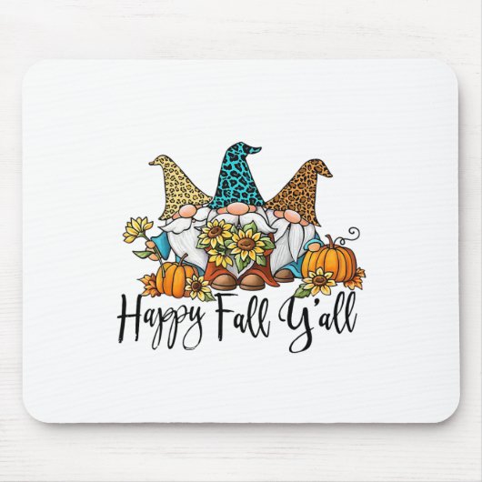 Happy Fall Y'all Gnome Leopard Pumpkin Funny Autum Mousepad (Vorne)