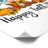 Happy Fall Y'all Gnome Leopard Pumpkin Funny Autum Poster (Ecke)