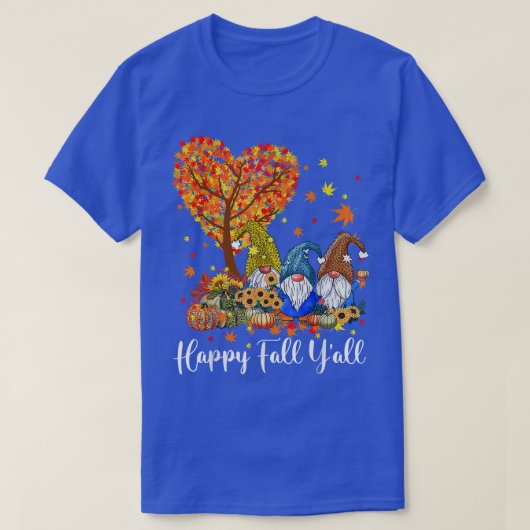 Happy Fall Y'all Gnome Leopard Pumpkin Funny Autum T-Shirt (Design vorne)