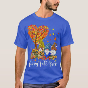 Happy Fall Y'all Gnome Leopard Pumpkin Funny Autum T-Shirt