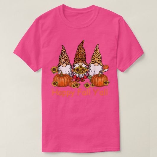 Happy Fall Y'all Gnome Leopard Pumpkin Herbst als T-Shirt (Design vorne)