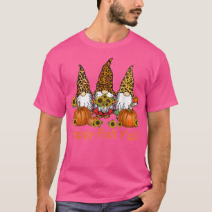 Happy Fall Y'all Gnome Leopard Pumpkin Herbst als T-Shirt