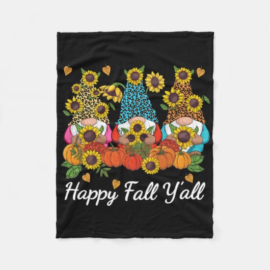 Happy Fall Y'all Gnome Leopard Pumpkin Herbst Fleecedecke (Vorderseite)