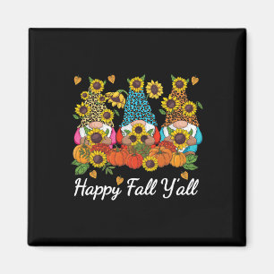 Happy Fall Y'all Gnome Leopard Pumpkin Herbst Magnet