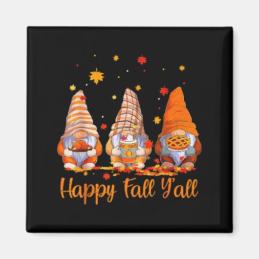Happy Fall Y'all Gnome Pumpkin Autumn Thanksgiving Magnet (Vorne)