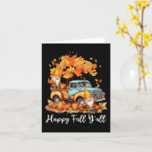 Happy Fall Y'all Gnome Pumpkin Truck Erntedank Karte (Gelbe Blume)