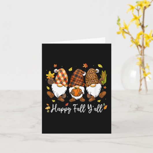 Happy Fall Y'all Gnome Pumpkin Truck Herbst Dank Karte (Gelbe Blume)