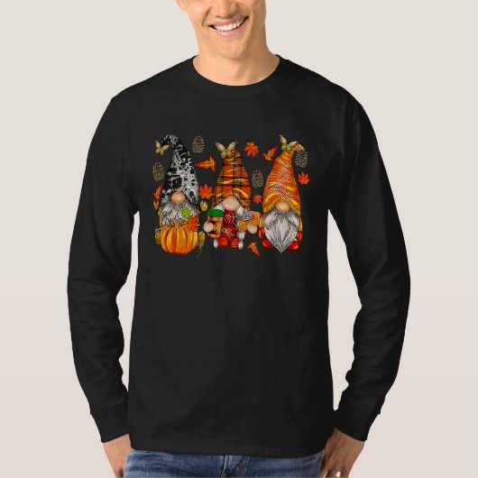 Happy Fall Y'all Gnome Pumpkin Truck Herbst Dank T-Shirt (Vorderseite)