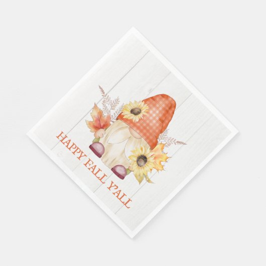 Happy Fall Y'All Gnome Serviette (Ecke)