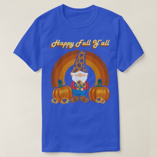 Happy Fall Y'all Gnomes Herbst Leopard Print T-Shirt (Design vorne)
