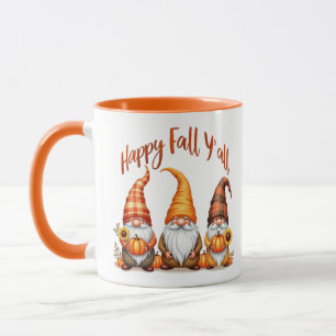 Happy Fall Y'all Gnomes Orange Fall Design Tasse